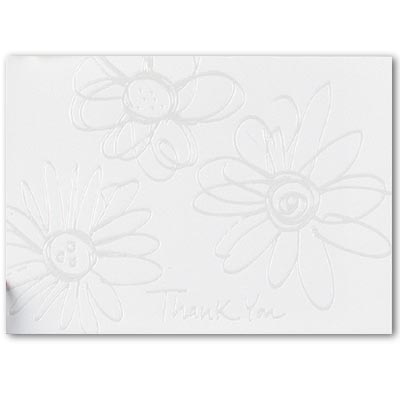 unprinted thank you notes and envelopes bulk large quantities white pearl fill in the blanks daisies